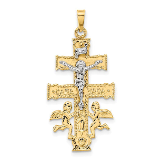 14k Two-tone Gold Cara Vaca Crucifix Pendant