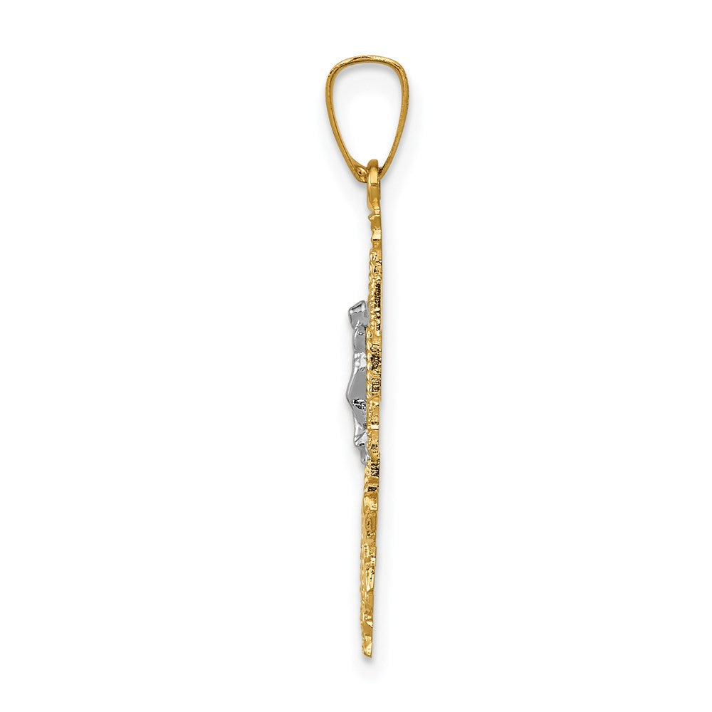 14k Two-tone Gold Cara Vaca Crucifix Pendant