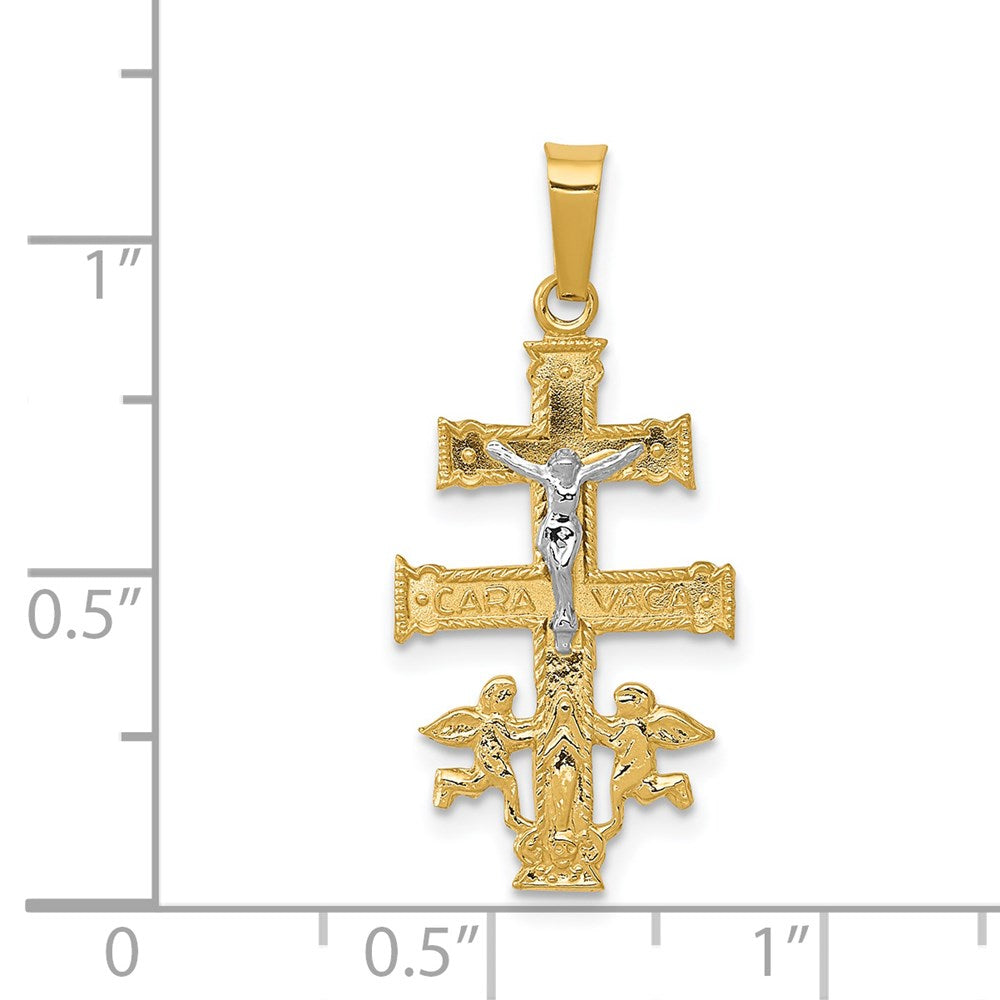 14k Two-tone Gold Cara Vaca Crucifix Pendant