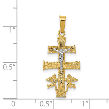 14k Two-tone Gold Cara Vaca Crucifix Pendant