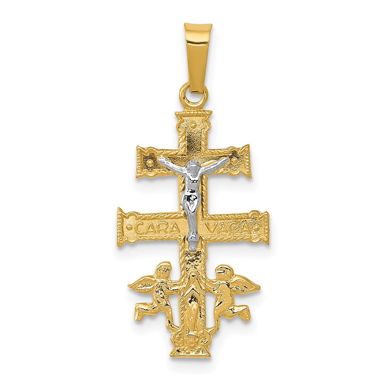 14k Two-tone Gold Cara Vaca Crucifix Pendant