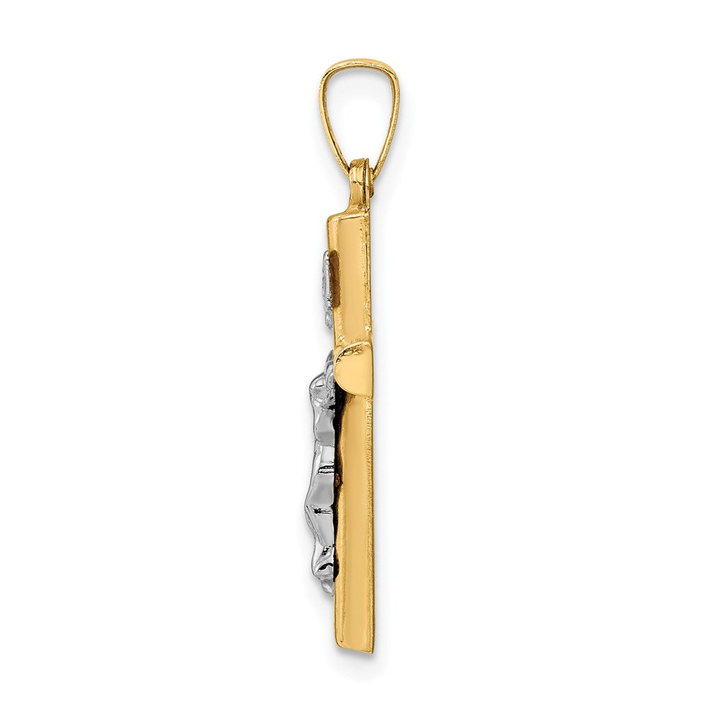 14k Two-tone Gold INRI Crucifix Pendant