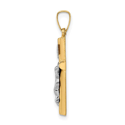 14k Two-tone Gold INRI Crucifix Pendant