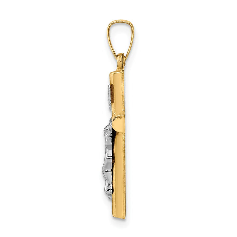 14k Two-tone Gold INRI Crucifix Pendant