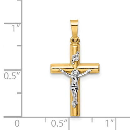 14k Two-tone Gold INRI Crucifix Pendant