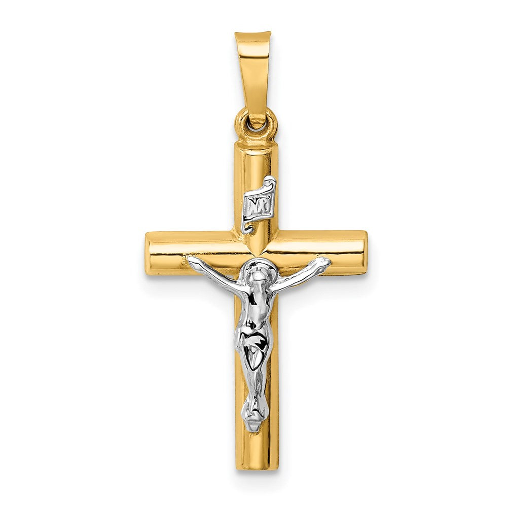 14k Two-tone Gold INRI Crucifix Pendant