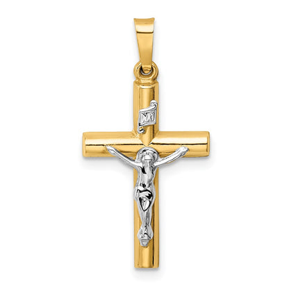 14k Two-tone Gold INRI Crucifix Pendant