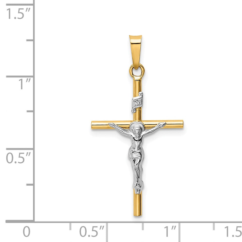 14k Two-tone Gold INRI Crucifix Pendant