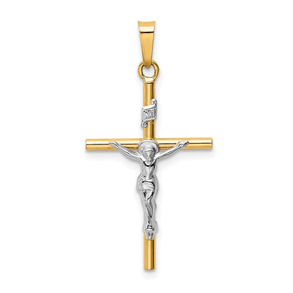14k Two-tone Gold INRI Crucifix Pendant