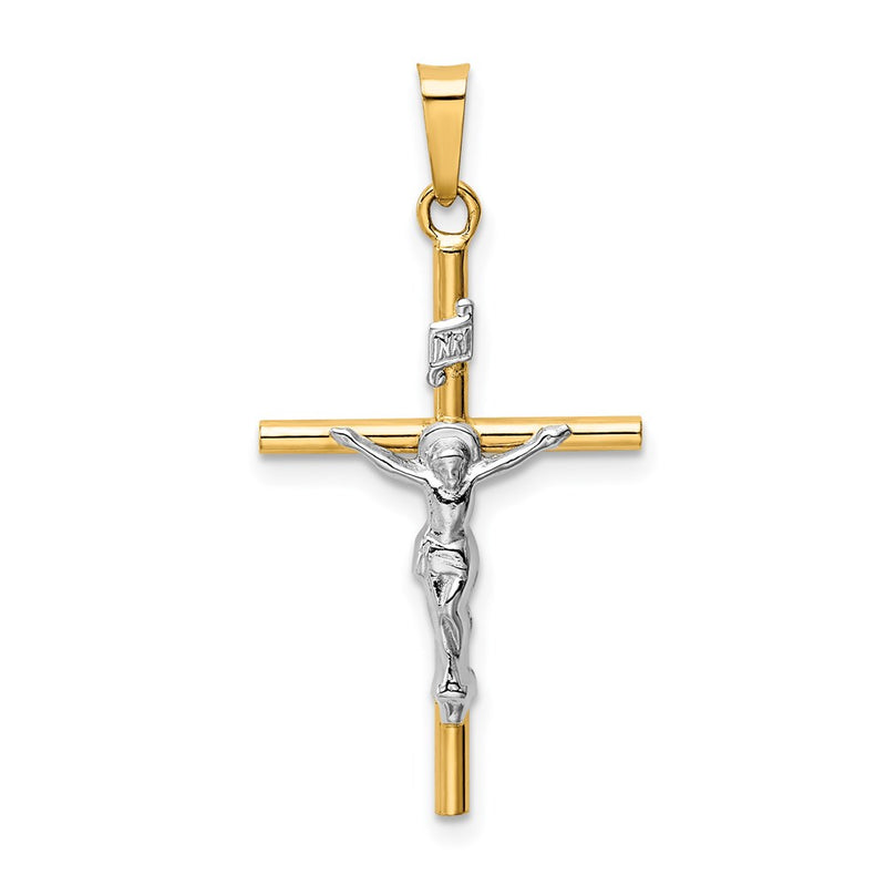14k Two-tone Gold INRI Crucifix Pendant