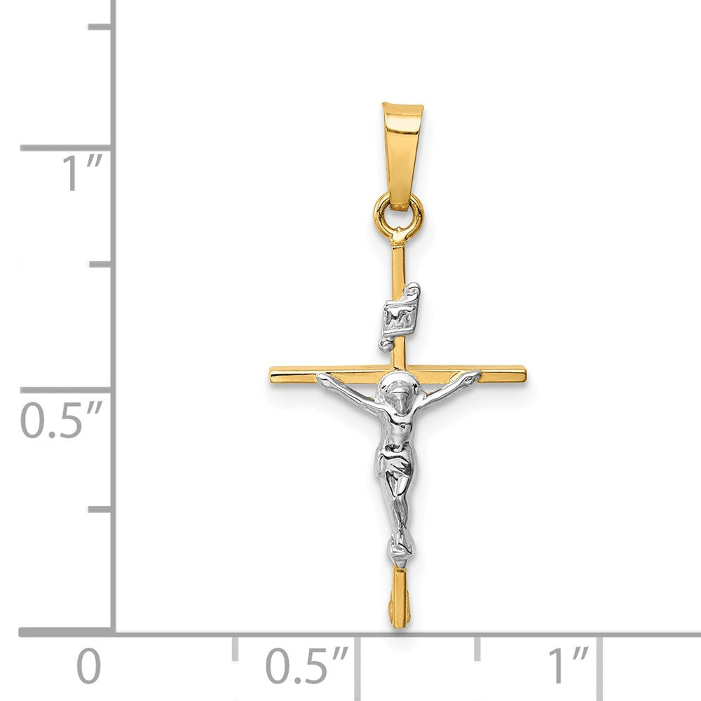 14k Two-tone Gold INRI Crucifix Pendant