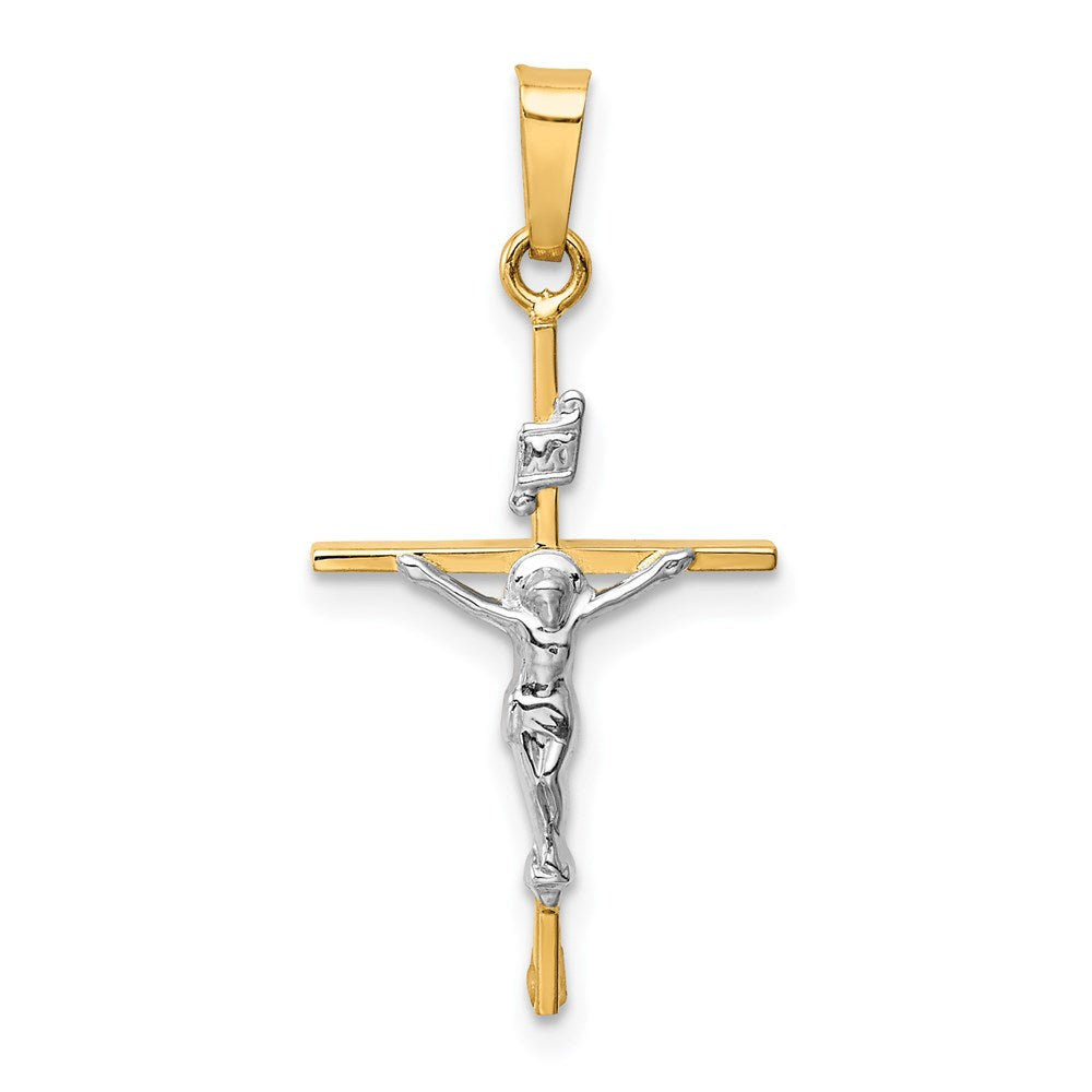 14k Two-tone Gold INRI Crucifix Pendant