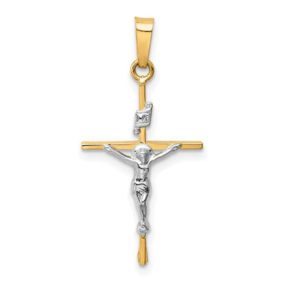 14k Two-tone Gold INRI Crucifix Pendant