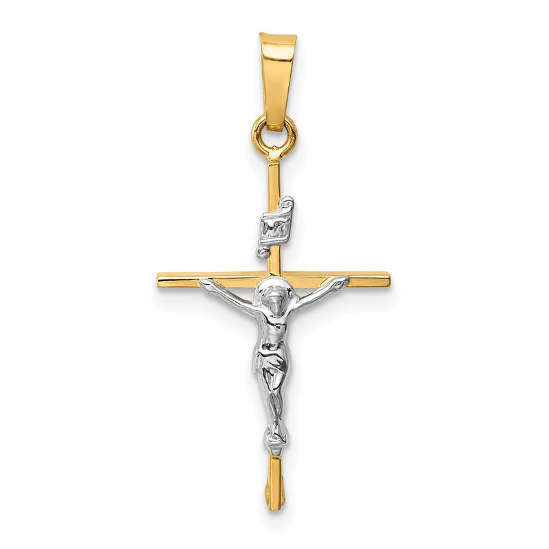 14k Two-tone Gold INRI Crucifix Pendant