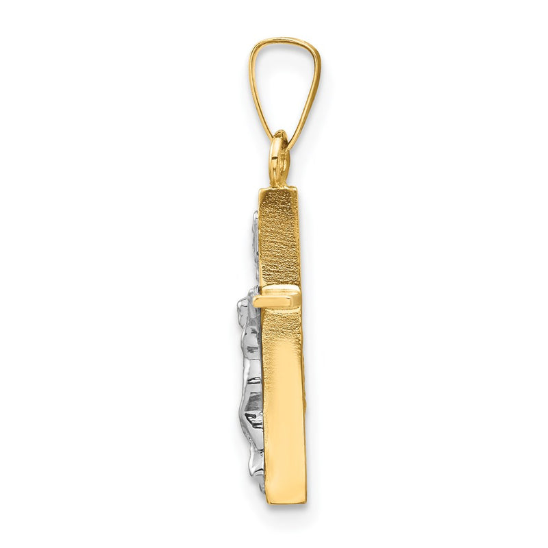 14k Two-tone Gold INRI Crucifix Pendant