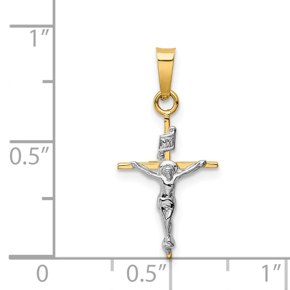 14k Two-tone Gold INRI Crucifix Pendant