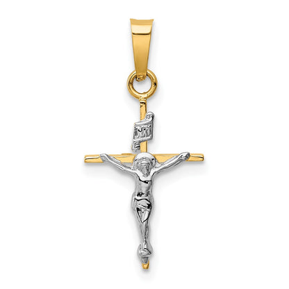 14k Two-tone Gold INRI Crucifix Pendant