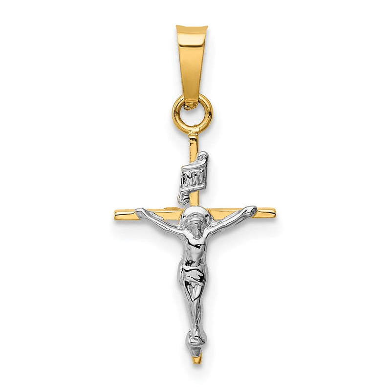 14k Two-tone Gold INRI Crucifix Pendant