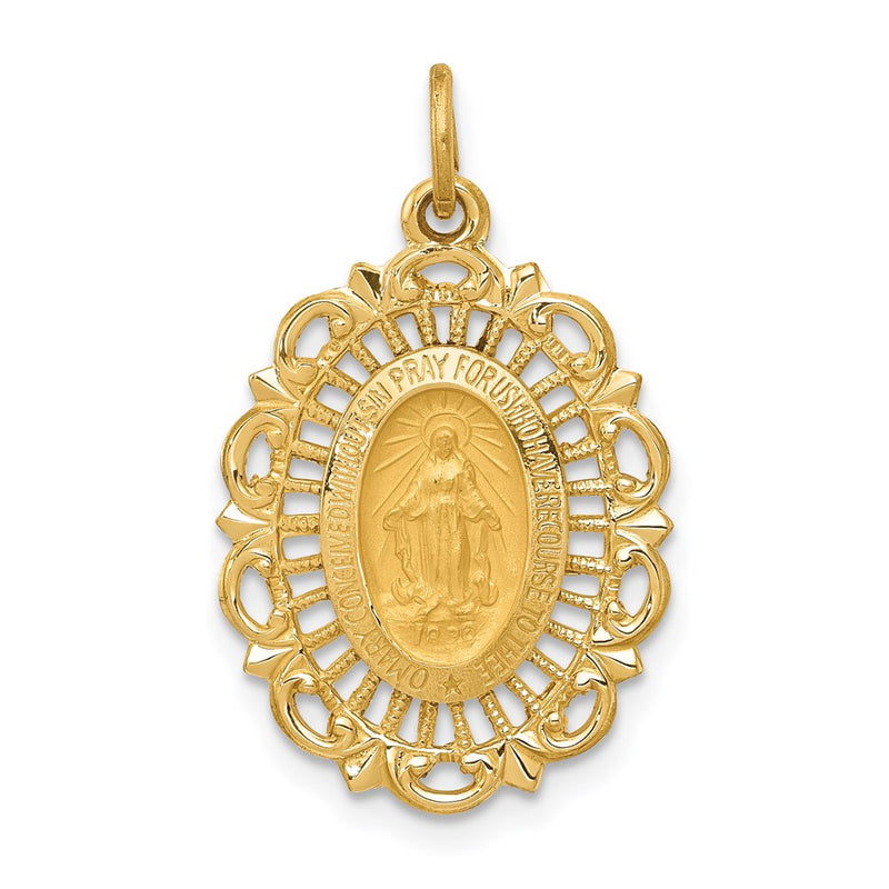 14k Yellow Gold Miraculous Medal Charm