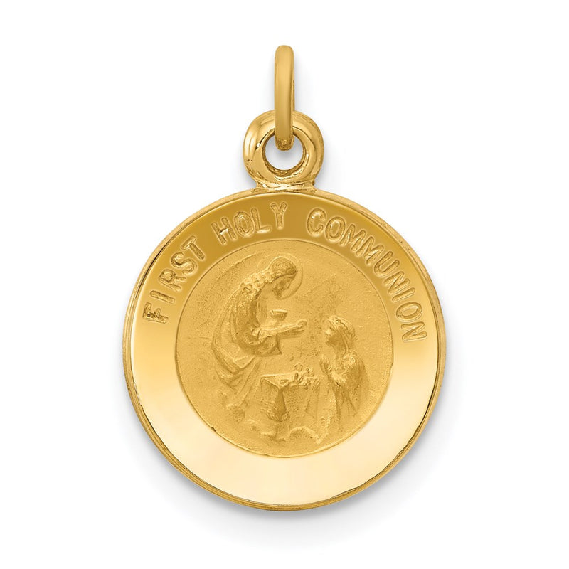 14k Yellow Gold First Communion Medal Charm