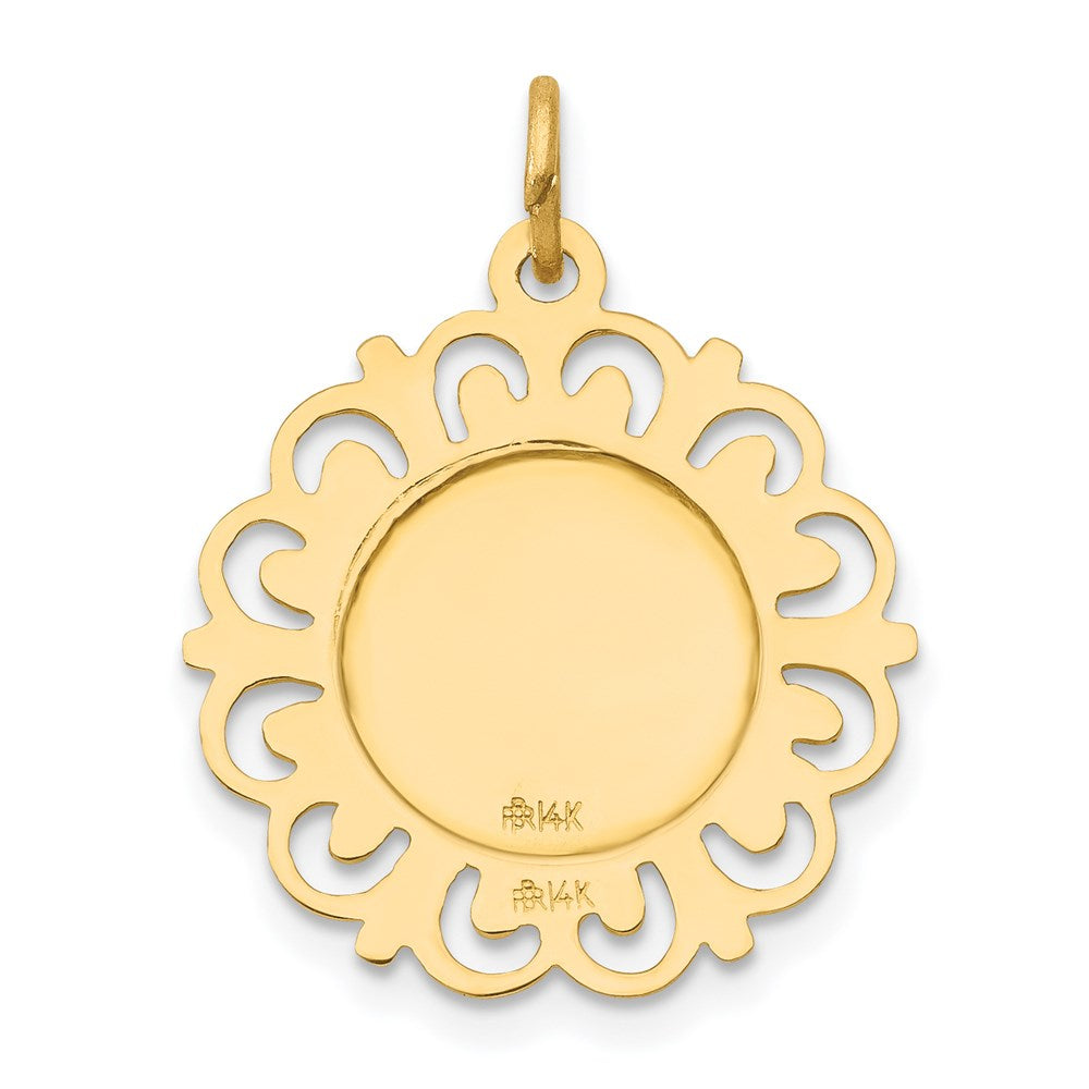 14k Yellow Gold Sacred Heart of Jesus Medal Charm