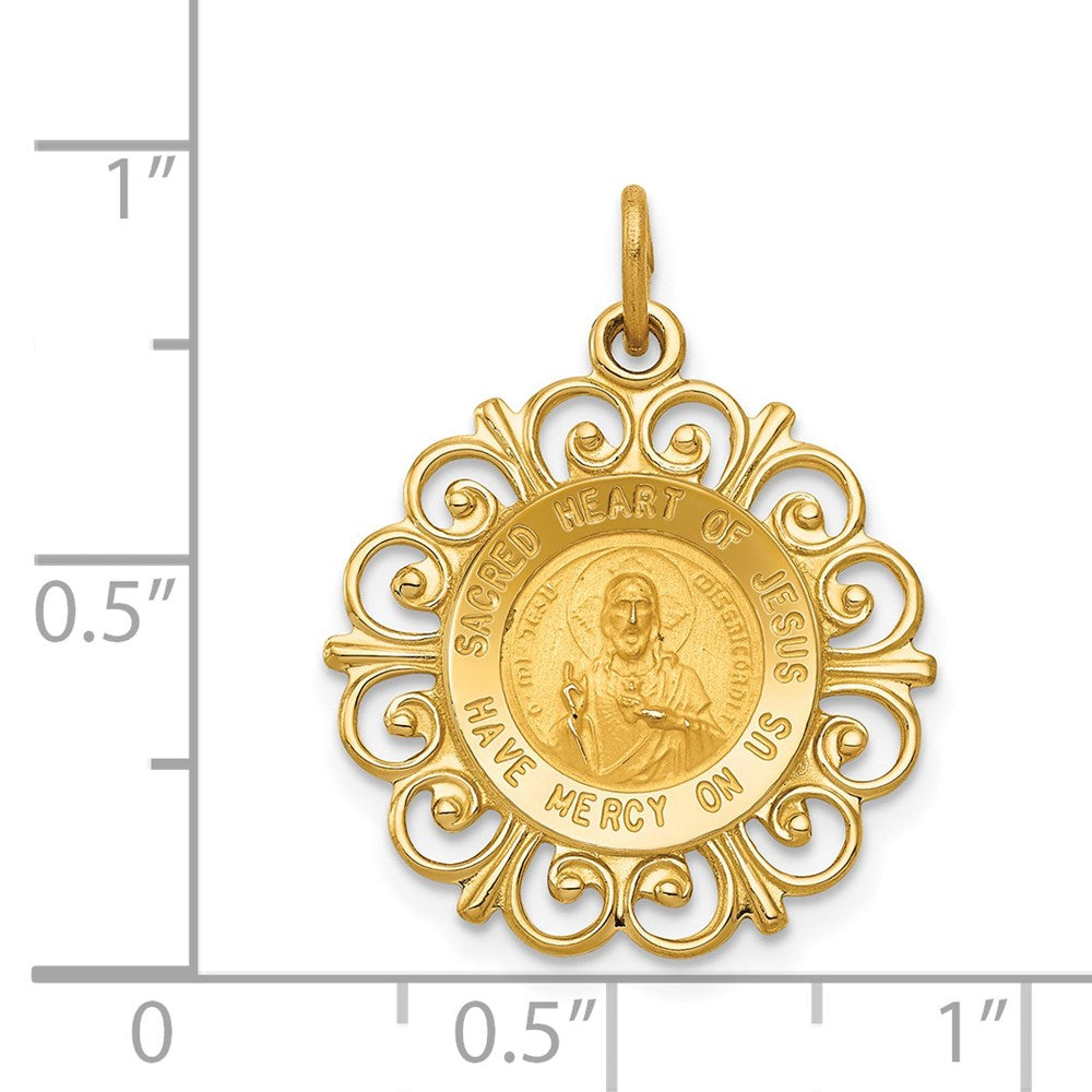 14k Yellow Gold Sacred Heart of Jesus Medal Charm