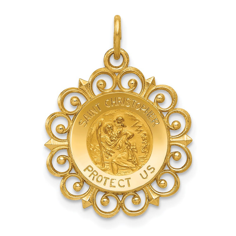 14k Yellow Gold Saint Christopher Medal Charm