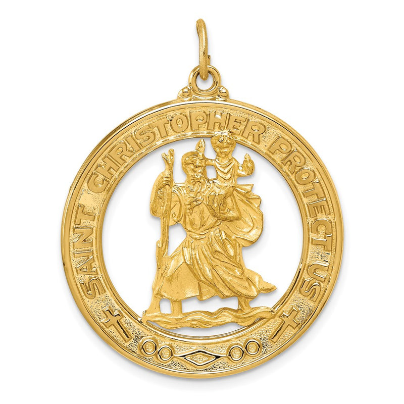 14k Yellow Gold Saint Christopher Medal Pendant