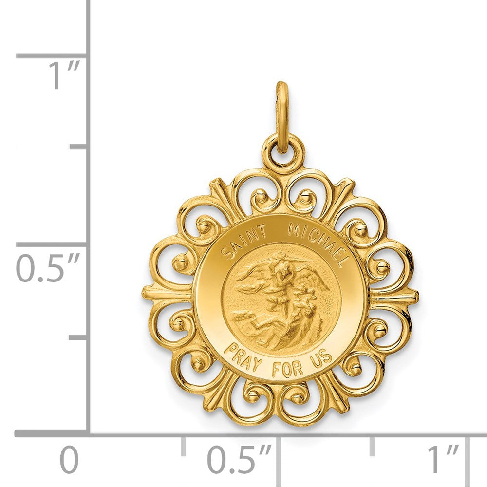 14k Yellow Gold Saint Michael Medal Charm