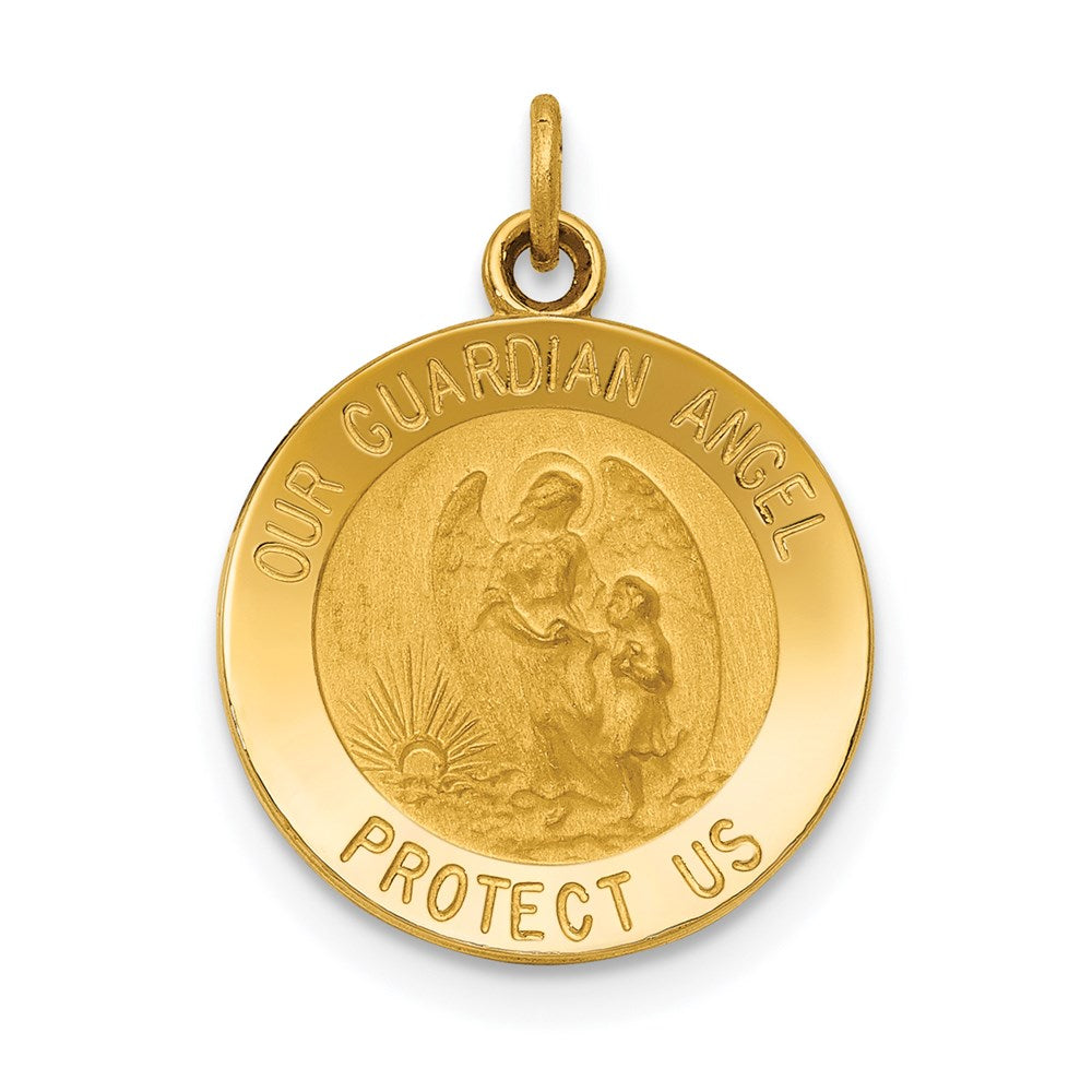 14k Yellow Gold Guardian Angel Medal Charm