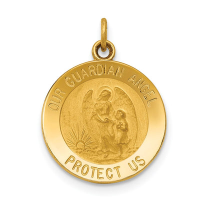 14k Yellow Gold Guardian Angel Medal Charm