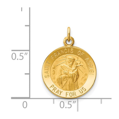 14k Yellow Gold Saint Francis of Assisi Medal Charm