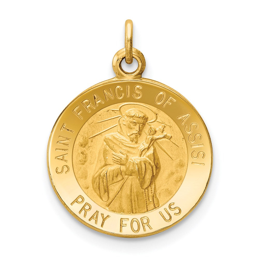 14k Yellow Gold Saint Francis of Assisi Medal Charm