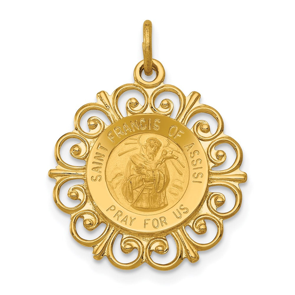 14k Yellow Gold Saint Francis of Assisi Medal Pendant