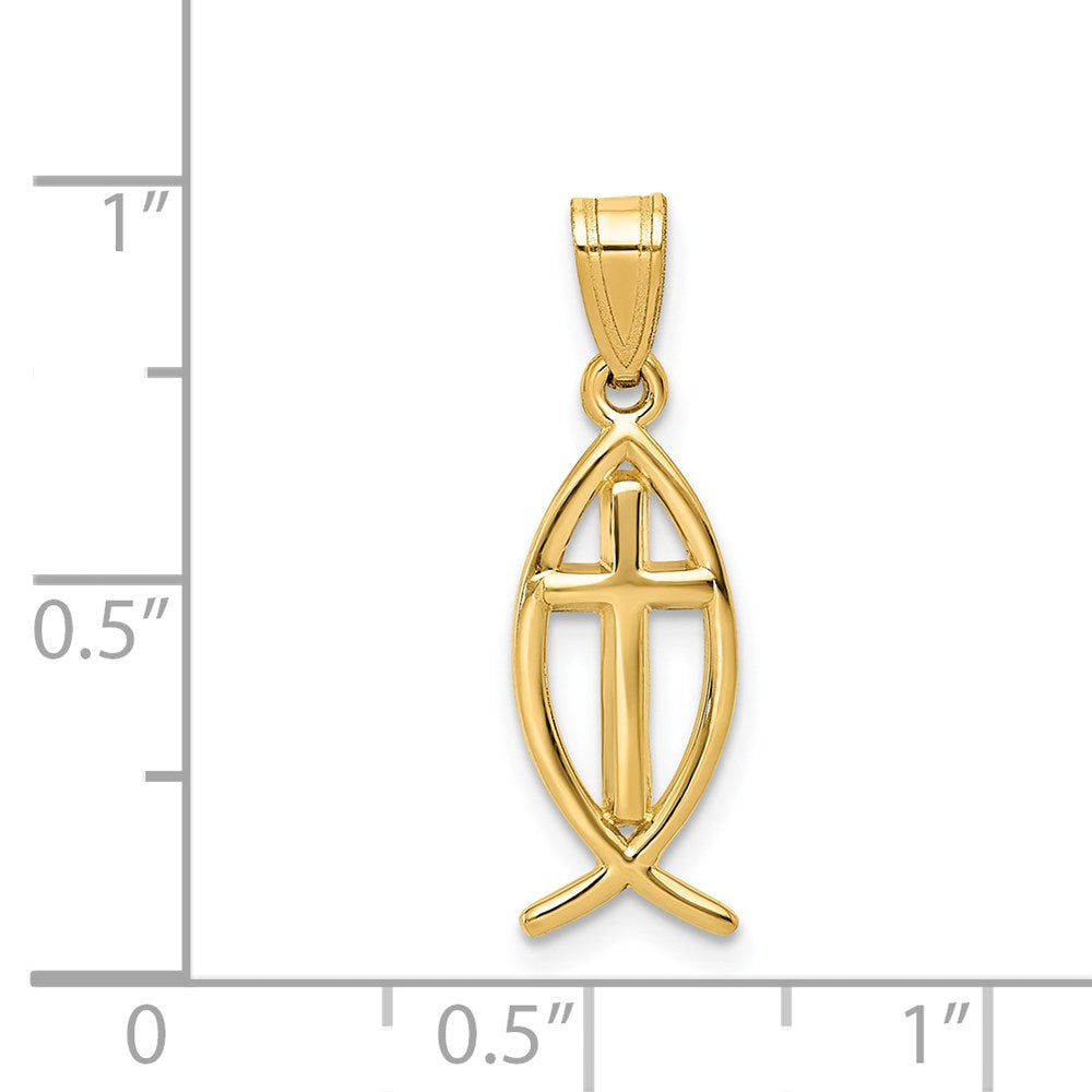 14k Yellow Gold Ichthus Fish Pendant