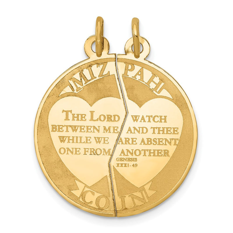 14k Yellow Gold Mizpah 2-piece Charm