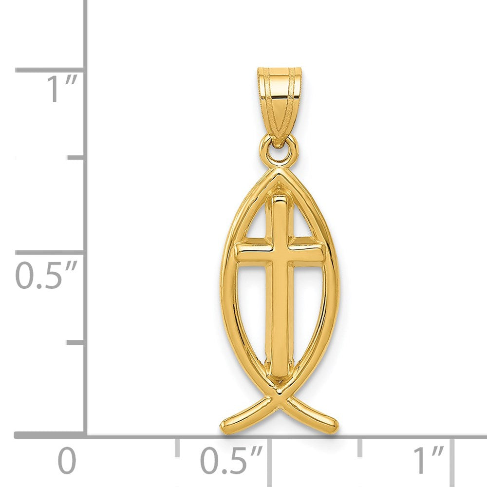 14k Yellow Gold Ichthus Fish Pendant