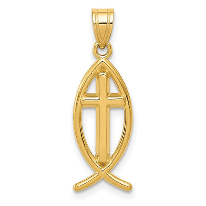 14k Yellow Gold Ichthus Fish Pendant