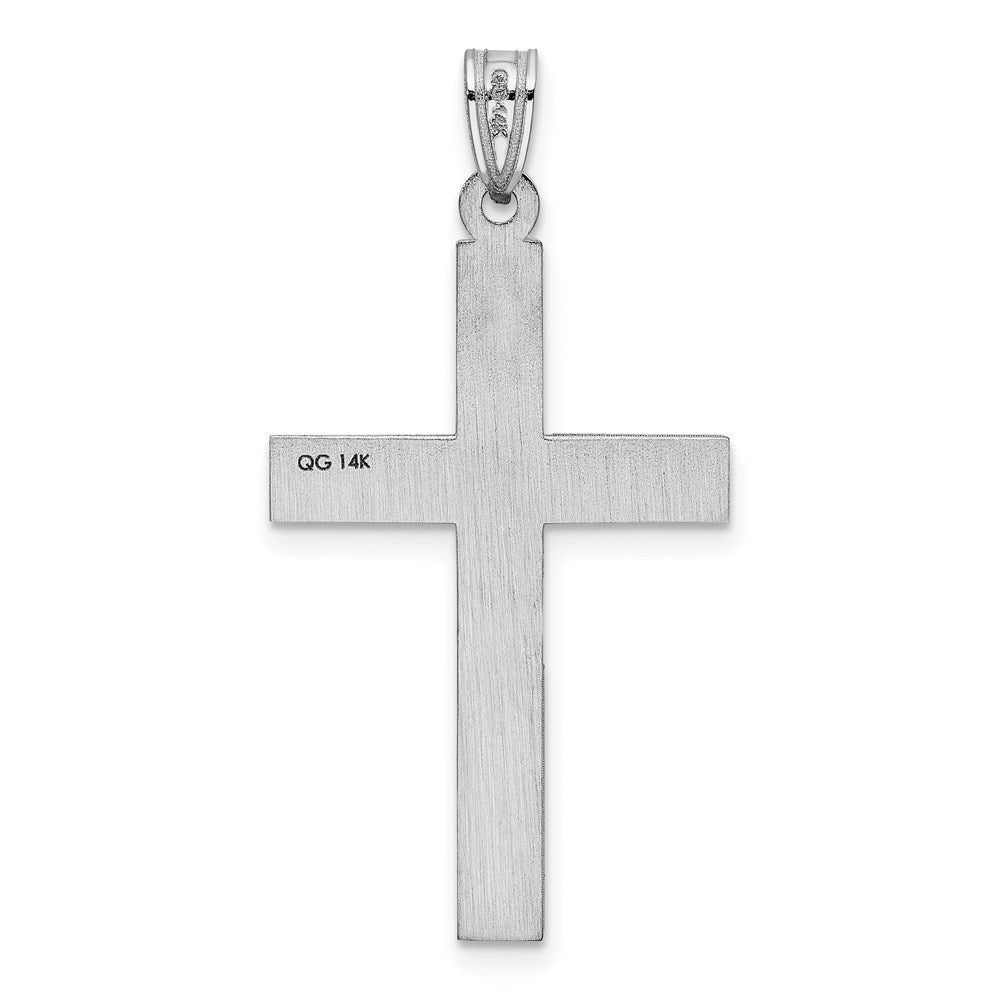 14k White Gold White Laser Etched Cross Charm
