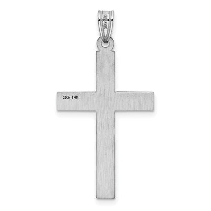 14k White Gold White Laser Etched Cross Charm