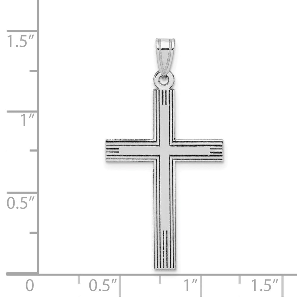14k White Gold White Laser Etched Cross Charm