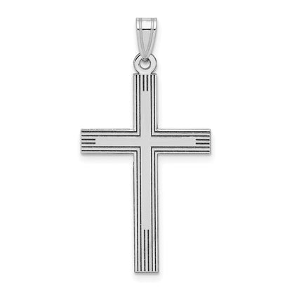 14k White Gold White Laser Etched Cross Charm