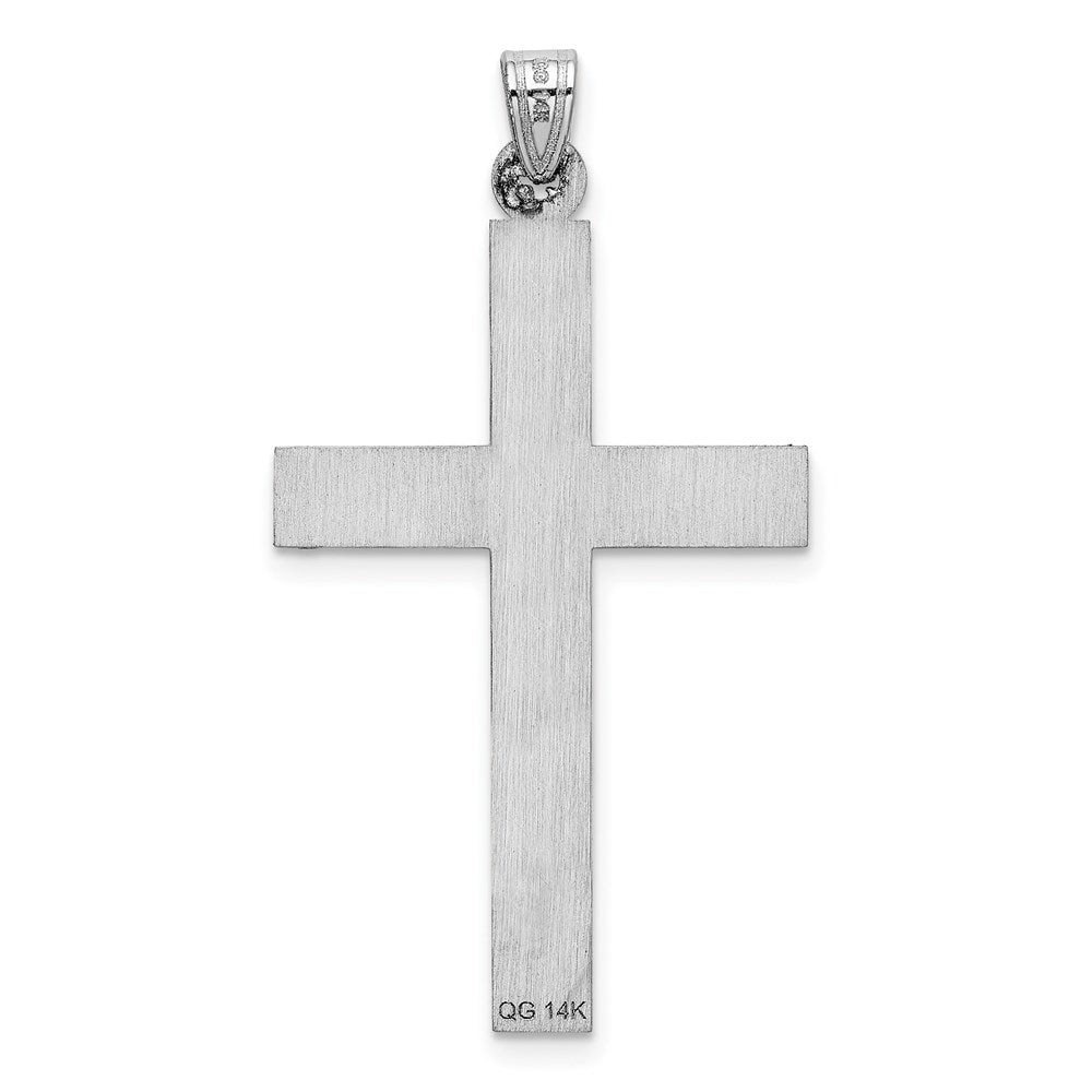 14k White Gold White Laser Etched Cross Charm