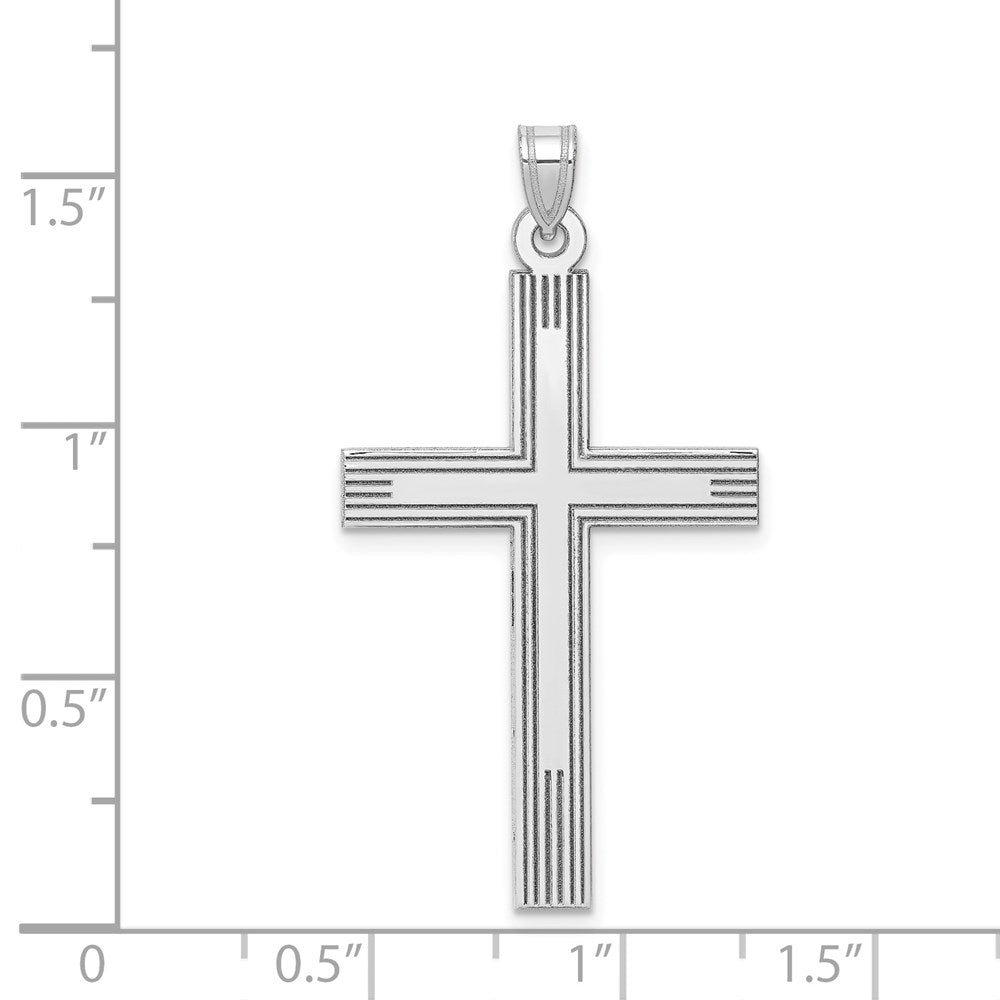 14k White Gold White Laser Etched Cross Charm