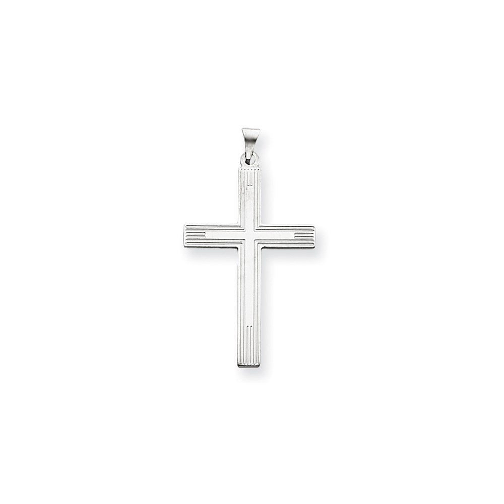 14k White Gold White Laser Etched Cross Charm