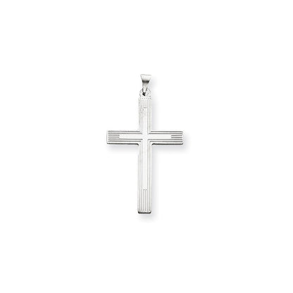 14k White Gold White Laser Etched Cross Charm