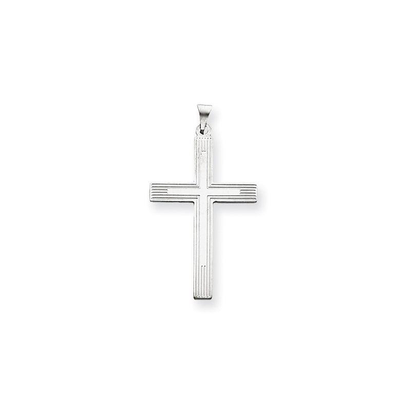 14k White Gold White Laser Etched Cross Charm