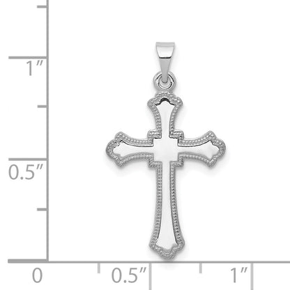 14k White Gold Budded Cross Charm