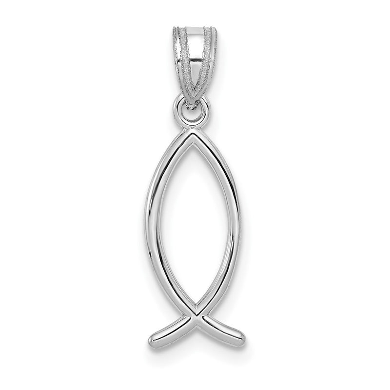 14k White Gold Ichthus Fish Pendant