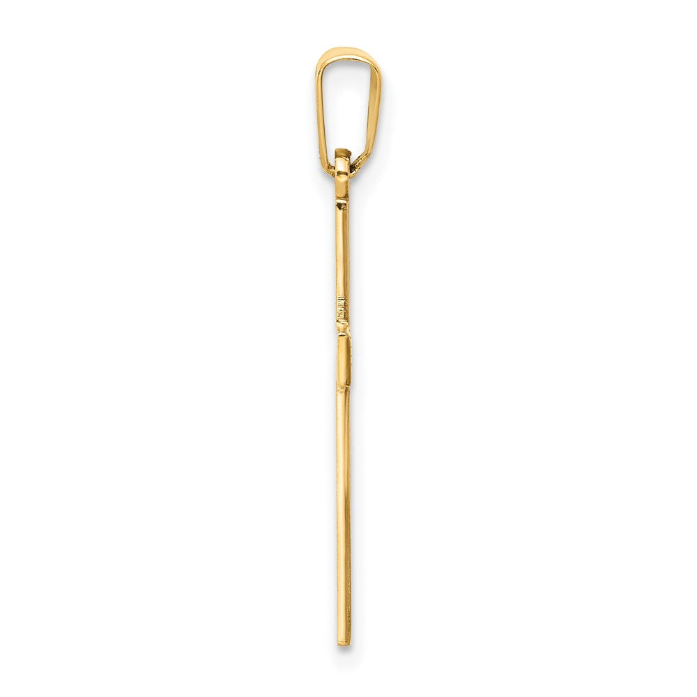 14k Yellow Gold Polished Laser Etched Cross Charm